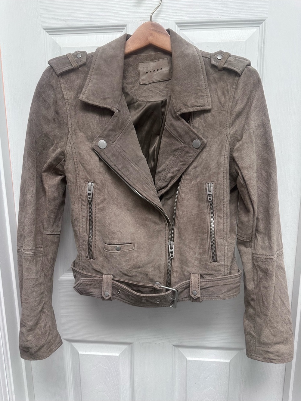 Blank NYC Taupe Suede Moto Jacket